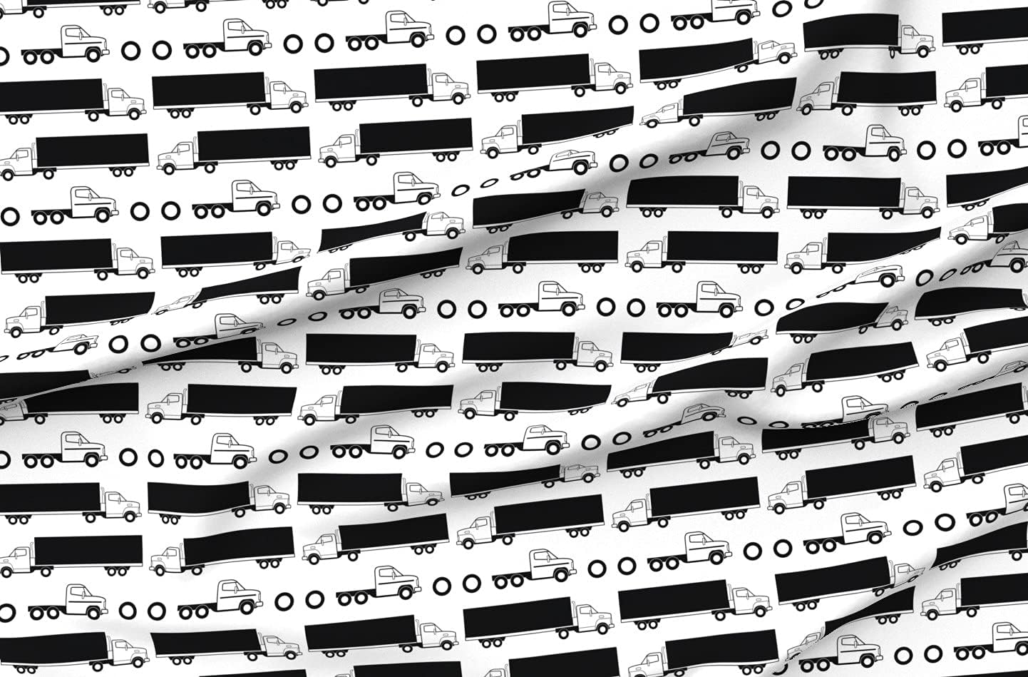 Spoonflower Fabric - Black White Truck Boys Wheels Nursery Printed on Organic Cotton Sateen Fabric by The Yard - Sewing Quilting Apparel Home Decor