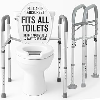 Vive Folding Toilet Safety Rail — Standalone Grab Bar & Seat Support for Seniors