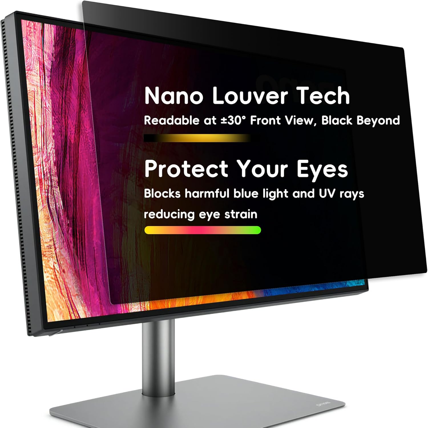 Privacy Screen for Computer Monitor (21.5 inch 1-Pack) - 30° Side View Protection, Anti-Glare, with Blue Light & UV Filtering- PET Material - for Desktop Monitors