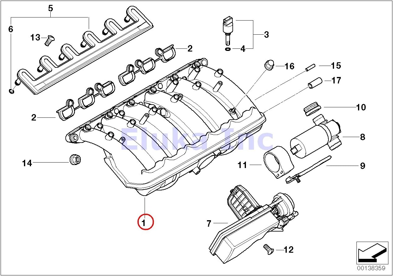 BMW Genuine Engine Air Fuel Preparation Intake Manifold 530i 330Ci 330i