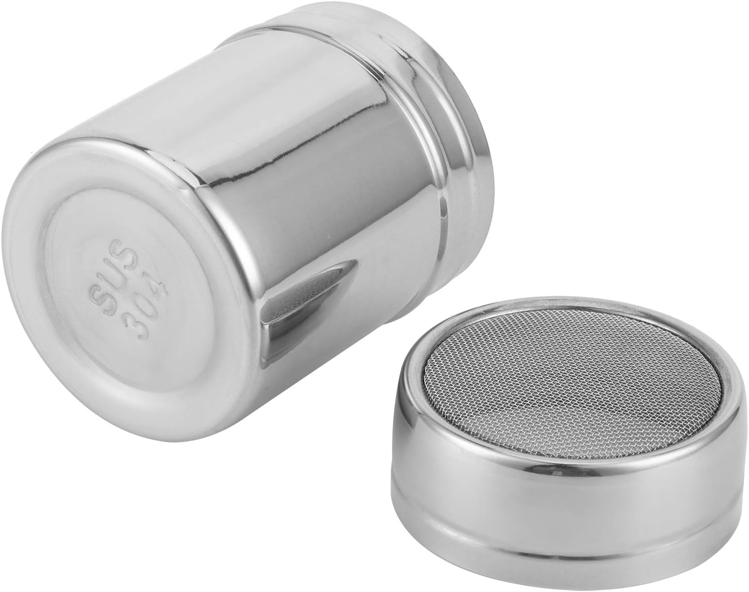 Garosa Powder Sugar Shaker Large Fine Mesh Duster Even Dispensing for Baking Coffee 304 Stainless Steel Silver Dust Proof Lid 1 Piece 3.6oz Food Grade Kitchen Tool