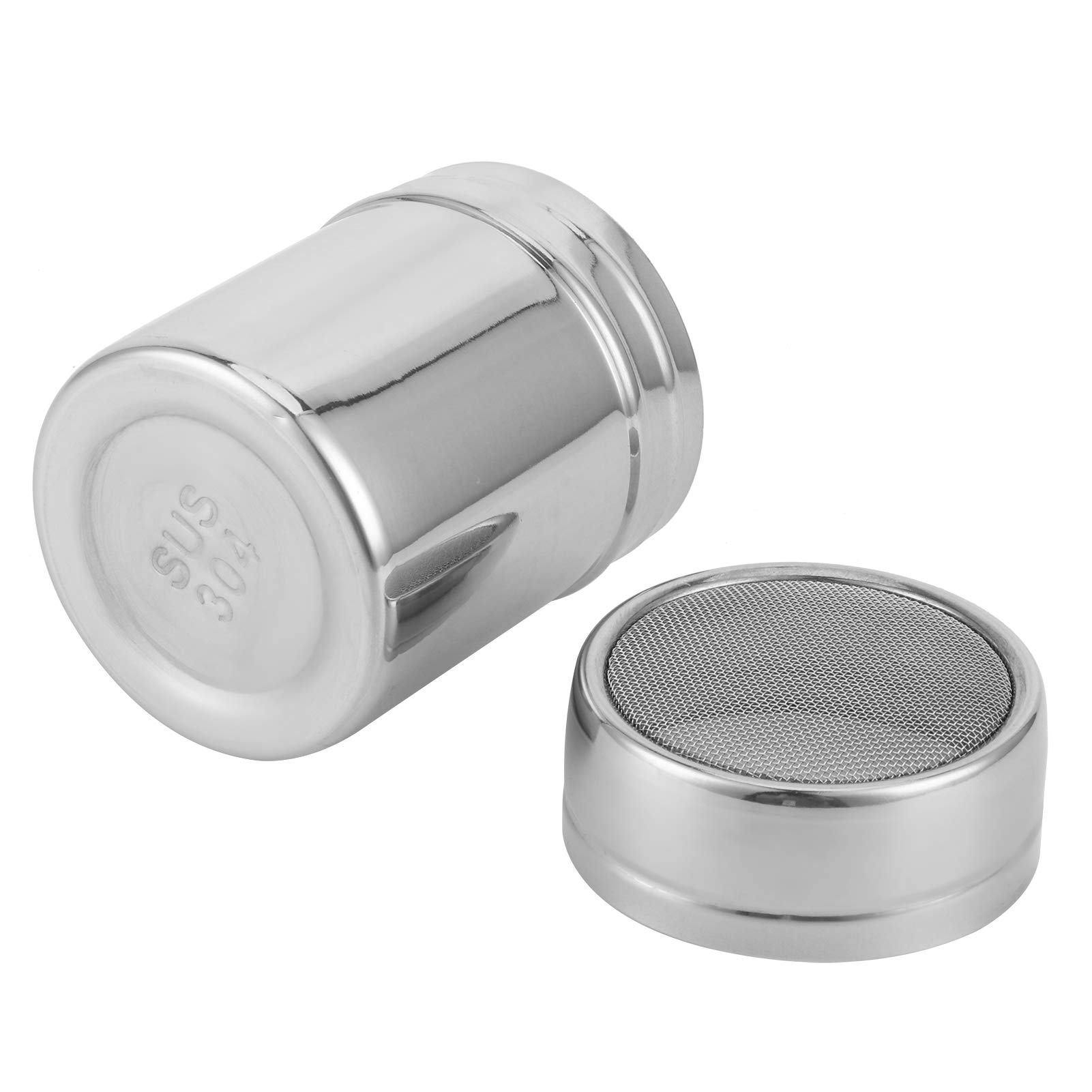 Stainless Steel Fine Mesh Powder Shaker for Kitchen Cooking Silver (S: 19.5x11x10.5cm/7.7x4.3x4.1in)