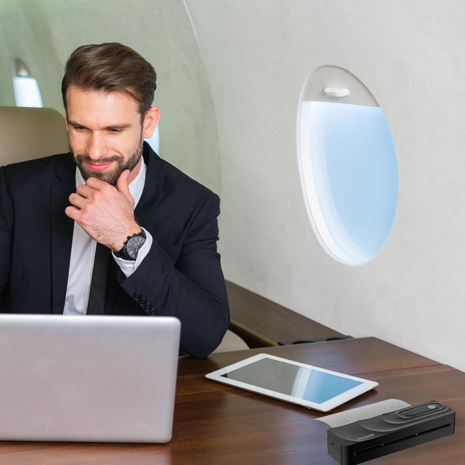 Portable Wireless Thermal Printers for Travel, Inkless Bluetooth Thermal Printer Support 8.5" X 11" Letter & A4, Mobile Printer for Phone Laptop, Included Carry Bag & Paper kit