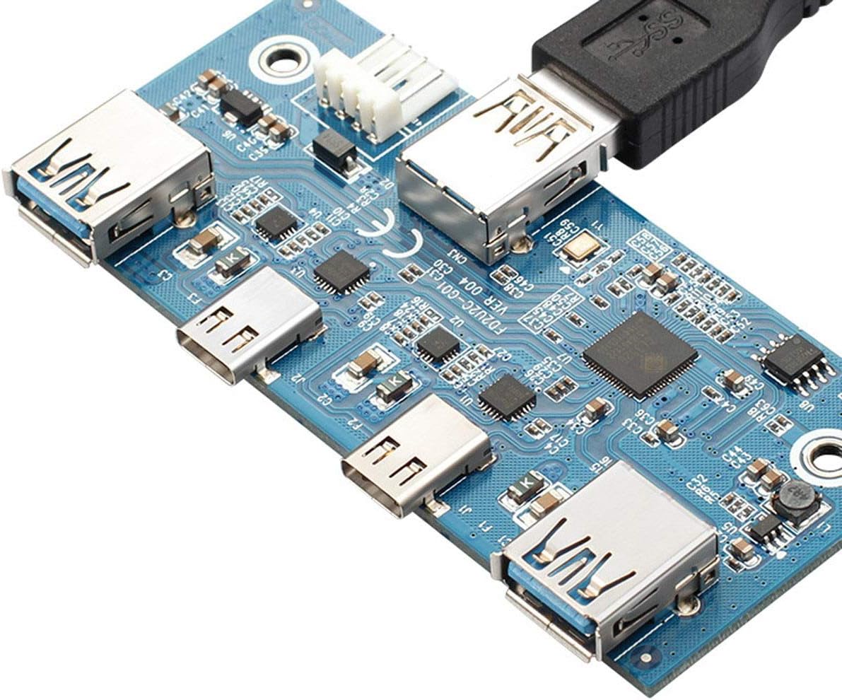 Cablecc USB-C & USB 3.0 HUB 4 Ports Front Panel to Motherboard 20Pin Connector Cable for 3.5" Floppy Bay