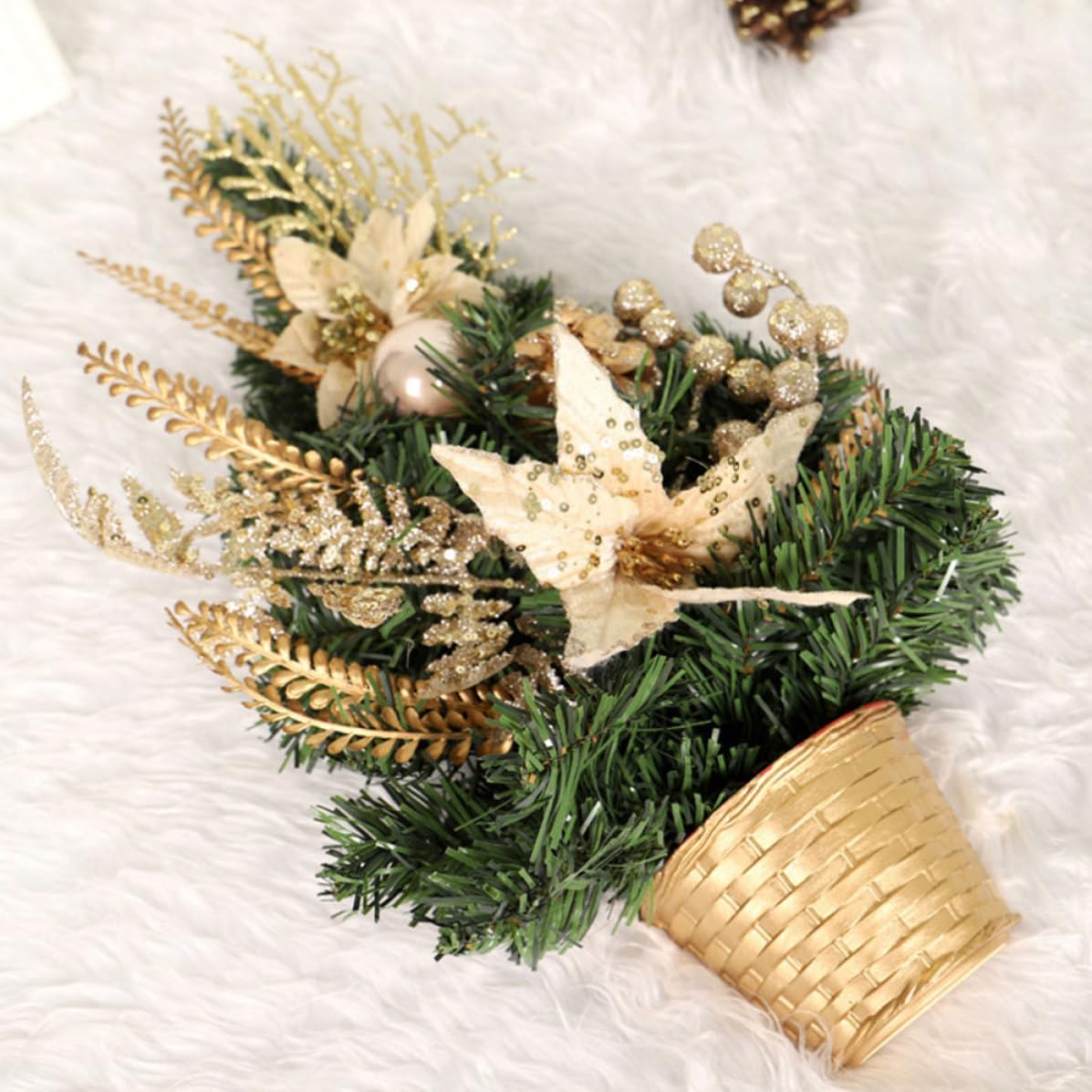 Kichvoe 6pcs Mini Christmas Tree Basket Stand Base Plastic