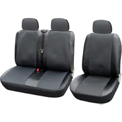 Fundas Asientos Citroen Berlingo 2019 TOYOUN Juego de Fundas de Asientos para Furgonetas y Camiones de 2 + 1 plazas, Fundas Asientos Coche Universales Set,Protector Cubre Asiento Coche Accesorios de Automóvil Cuero sintético,Negro y Gris