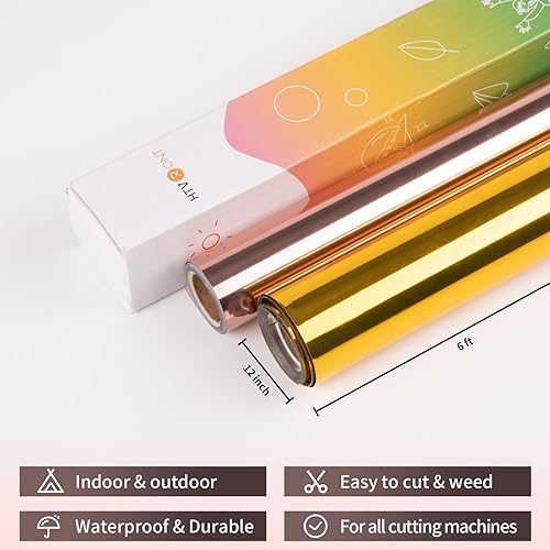 Miniatura 5 de HTVRONT Vinilo cromado oro rosa  Vinilo permanente de 12 pulgadas x 6 pies para Cricut  Espejo metálico oro rosa vinilo fácil de desmalezar y