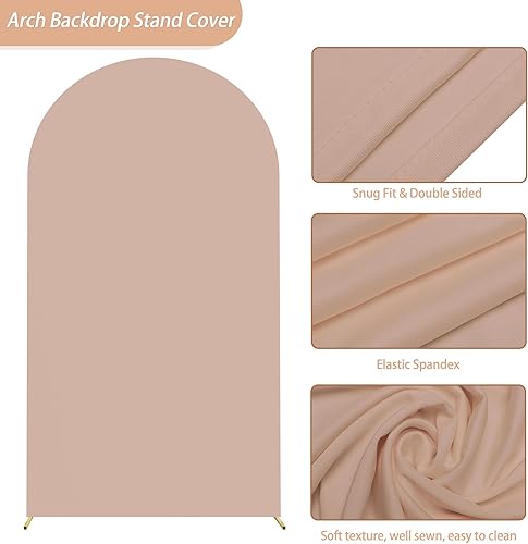 Miniatura 3 de Fomcet Cubierta de arco de boda de 7.2 pies, tela ajustada de elastano de 2 lados, cubierta de arco de tela redonda para fiesta de cumpleaños, baby