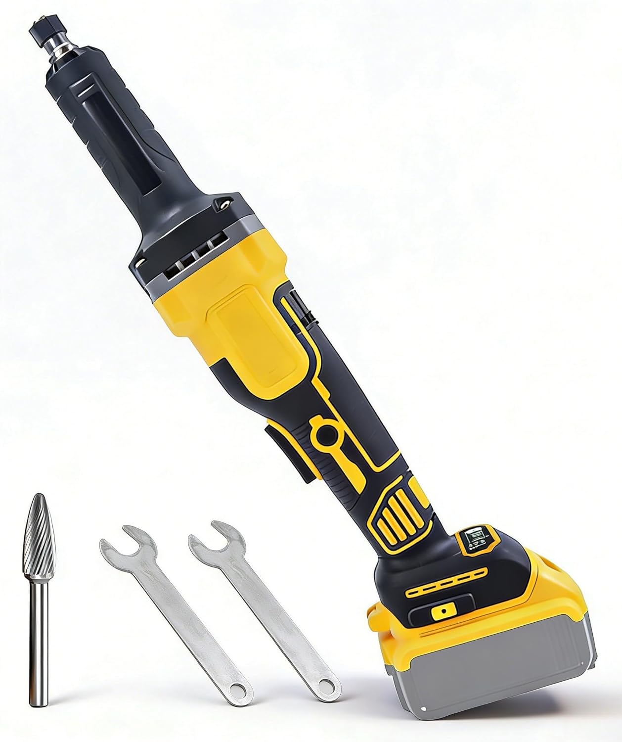 Cordless Die Grinder for Dewalt 20V MAX Battery, 25000RPM Brushless Electric Die Grinder with 1/4" Collet, 1 Grinding Head, 4 Speed 25,000RPM for Woodworking Auto Metal Plastic (No Battery)