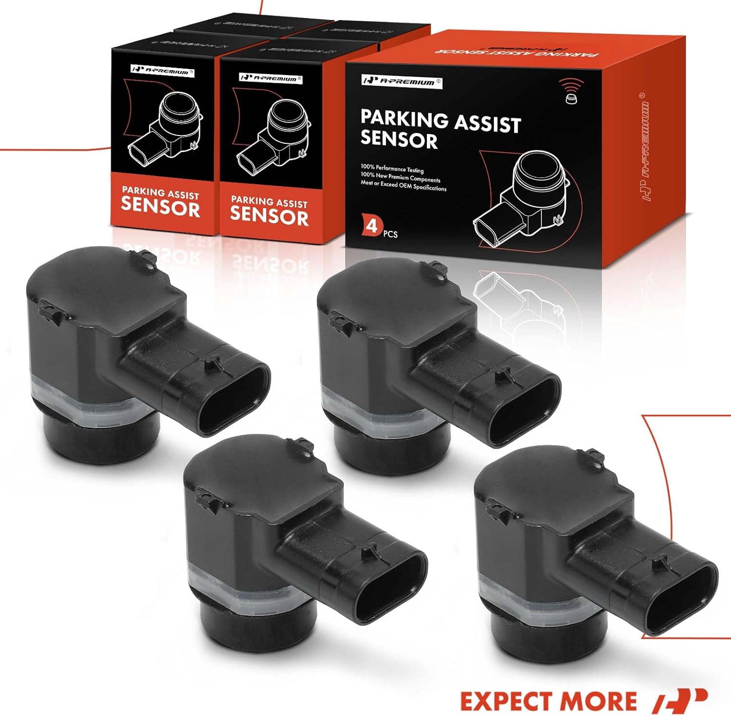 A-Premium 4-PC Front Reverse Backup Parking Assist Sensor Compatible with Select Land Rover & Jaguar Models - Range Rover, Discovery Sport, Range Rover Evoque, Range Rover Sport, XF, XJ, XE, F-Type