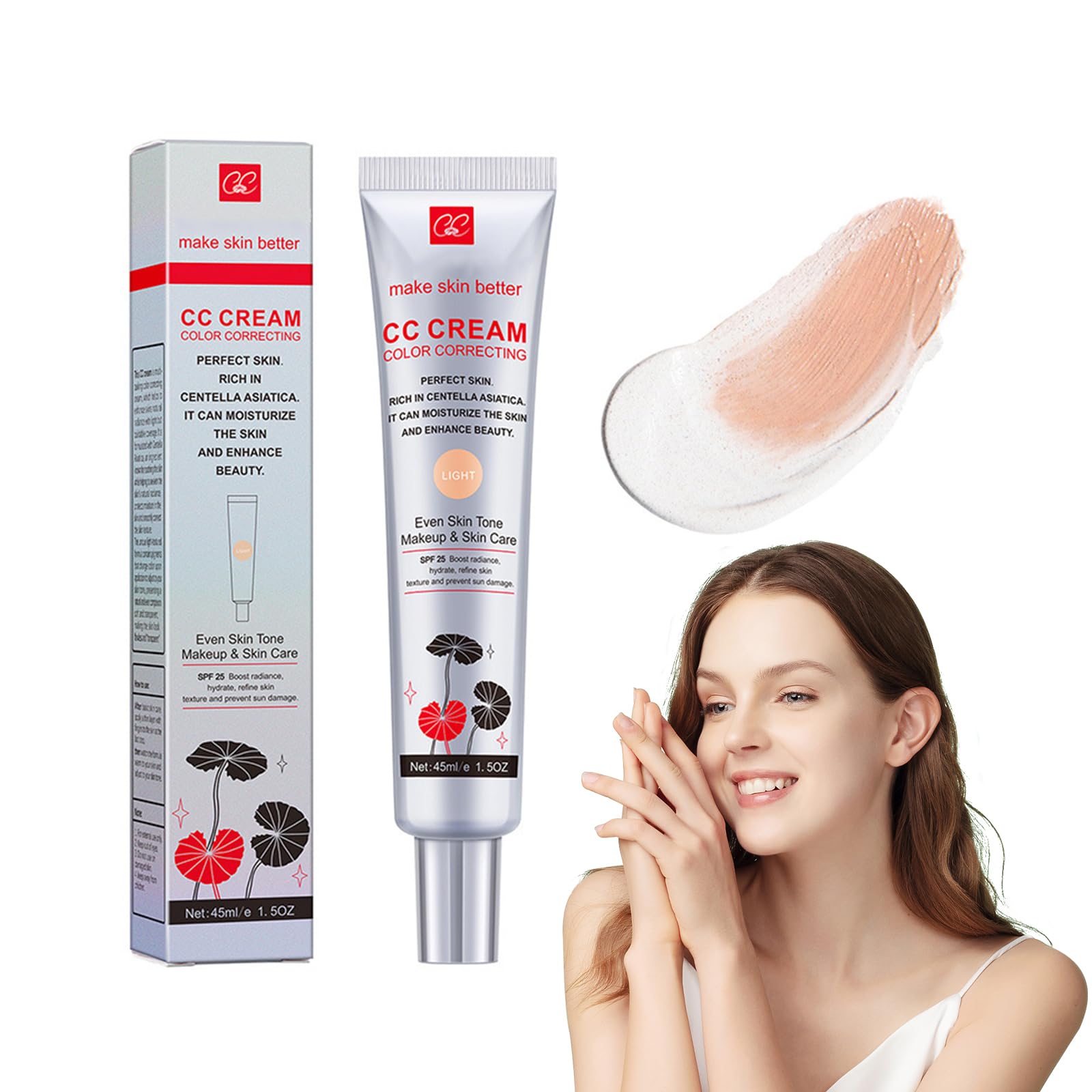 Tonowany krem do twarzy z Centella Asiatica, CC cream Red Correct CC Cream Nawilżający, poprawia cerę i nawilża (jasne kolory)