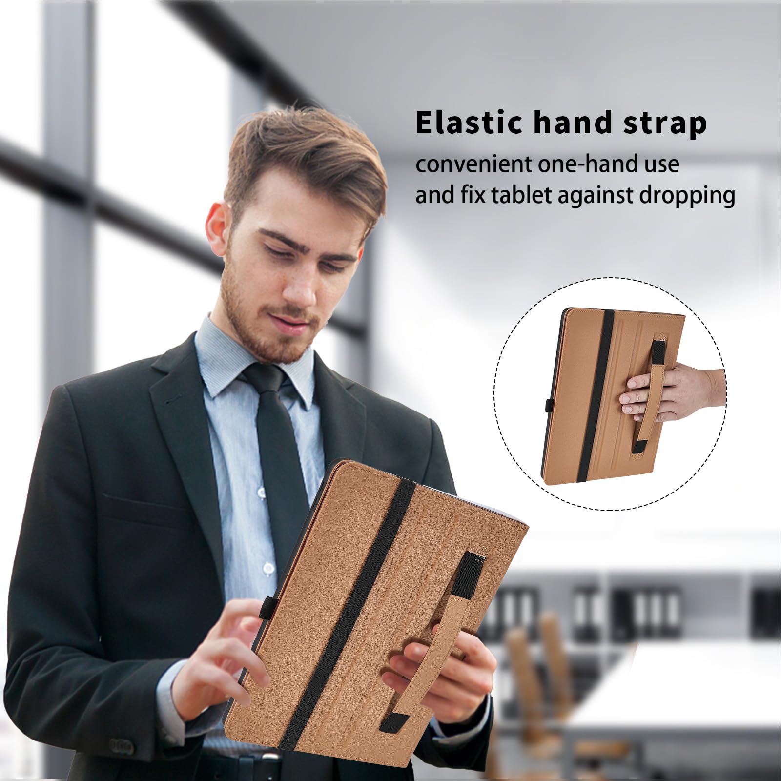 Funda para Samsung Galaxy Tab S11 Ultra 14.6 Pulgadas 2025 SM-X930/SM-X936B/SM-X936N PU Leather Ángulos Ajustables Tablet Case Incorporado para S Pen con Bolsillo y Supporto Funzione - Marrón