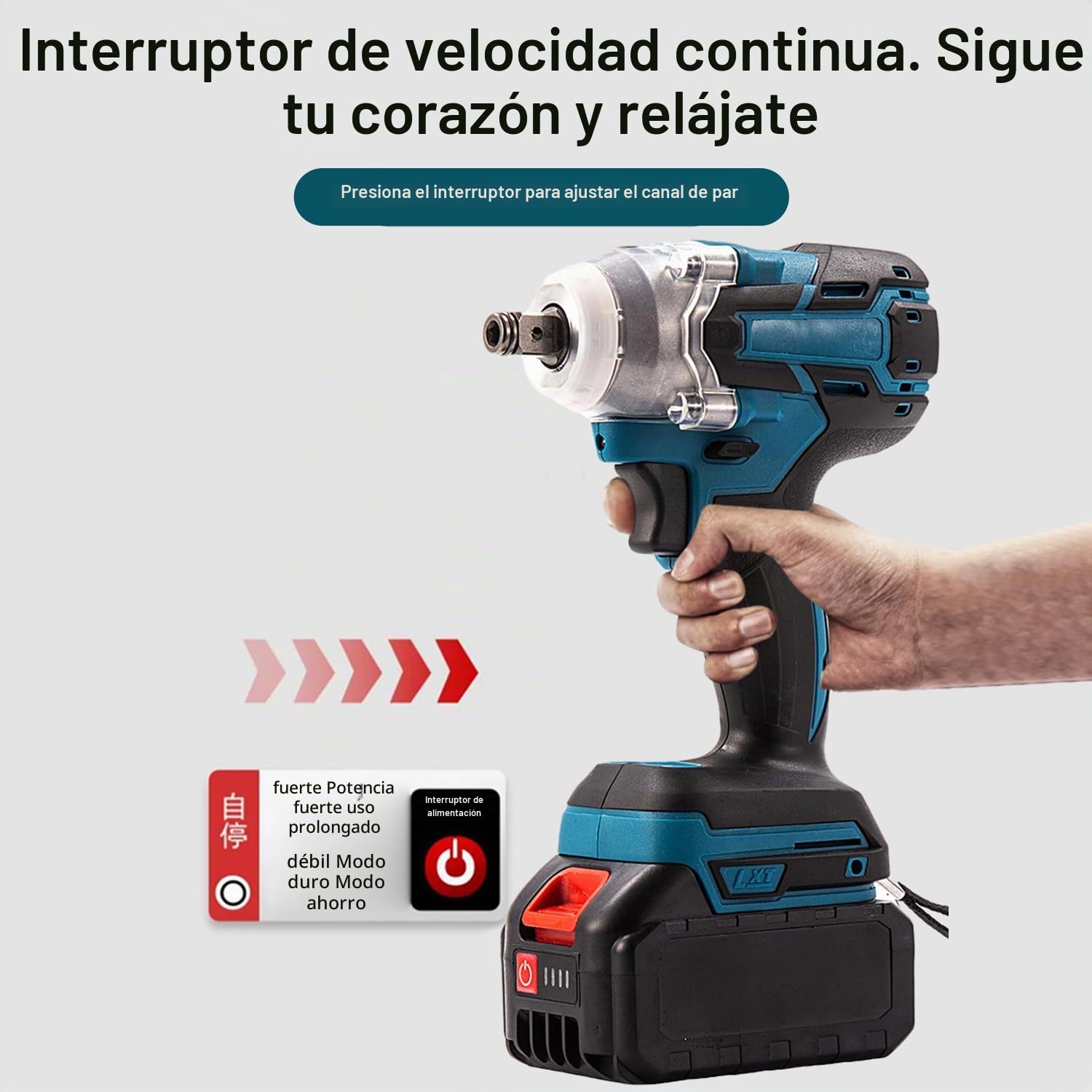 Llave de impacto con batería de 550 N.m, 21V Pistola de Impacto Bateria, Llave Impacto de 1/2" Cuadrada, Taladro de Impacto Eléctrico, para Reparación de Automóviles (con 2 Batería de 3,0 Ah)