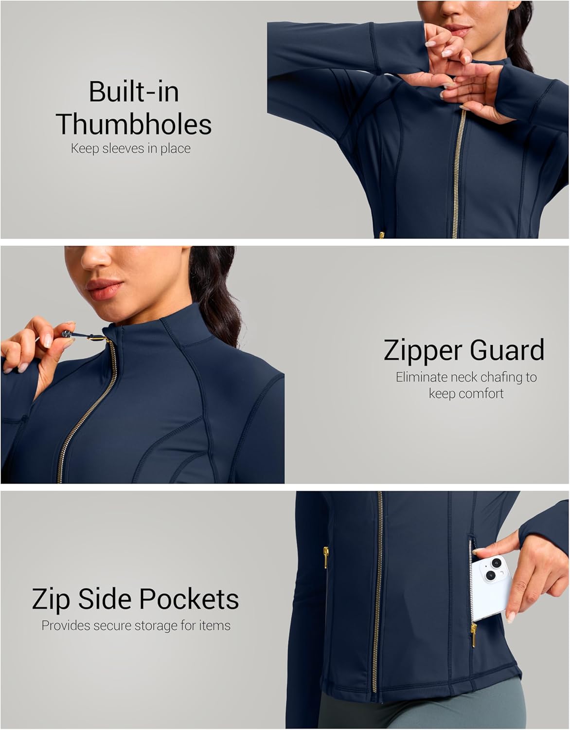 G Gradual Women's Workout Jackets Extended Waist Length Slim Full Zip 4 Pockets Athletic Jacket Spring Running Yoga Clothes - Image 4