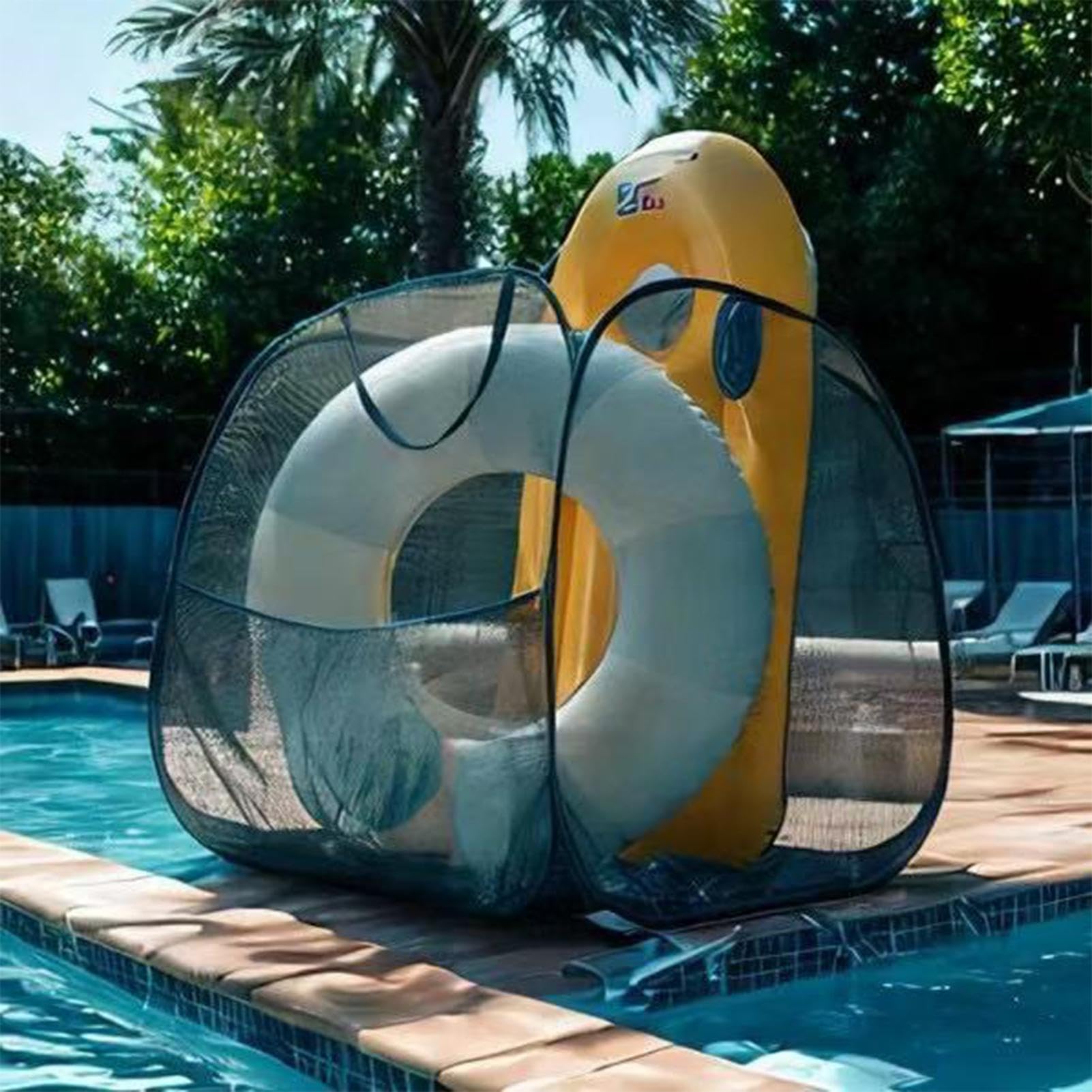 Cesto Giocattoli Piscina - Capiente E Pieghevole | Organizer Per Giochi Da Piscina Per Piccoli Giardini - Palloni Da Spiaggia, Occhialini, Anello Gonfiabile, Giardini E Patio