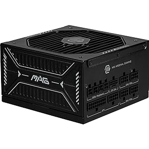 MSI MAG A850GLS PCIE5 Silent PC Power Supply, 850W, ATX, 80 Plus Gold, ATX 3.1, PCIe 5.1 Compatible, Embossed Cables, 12V-…