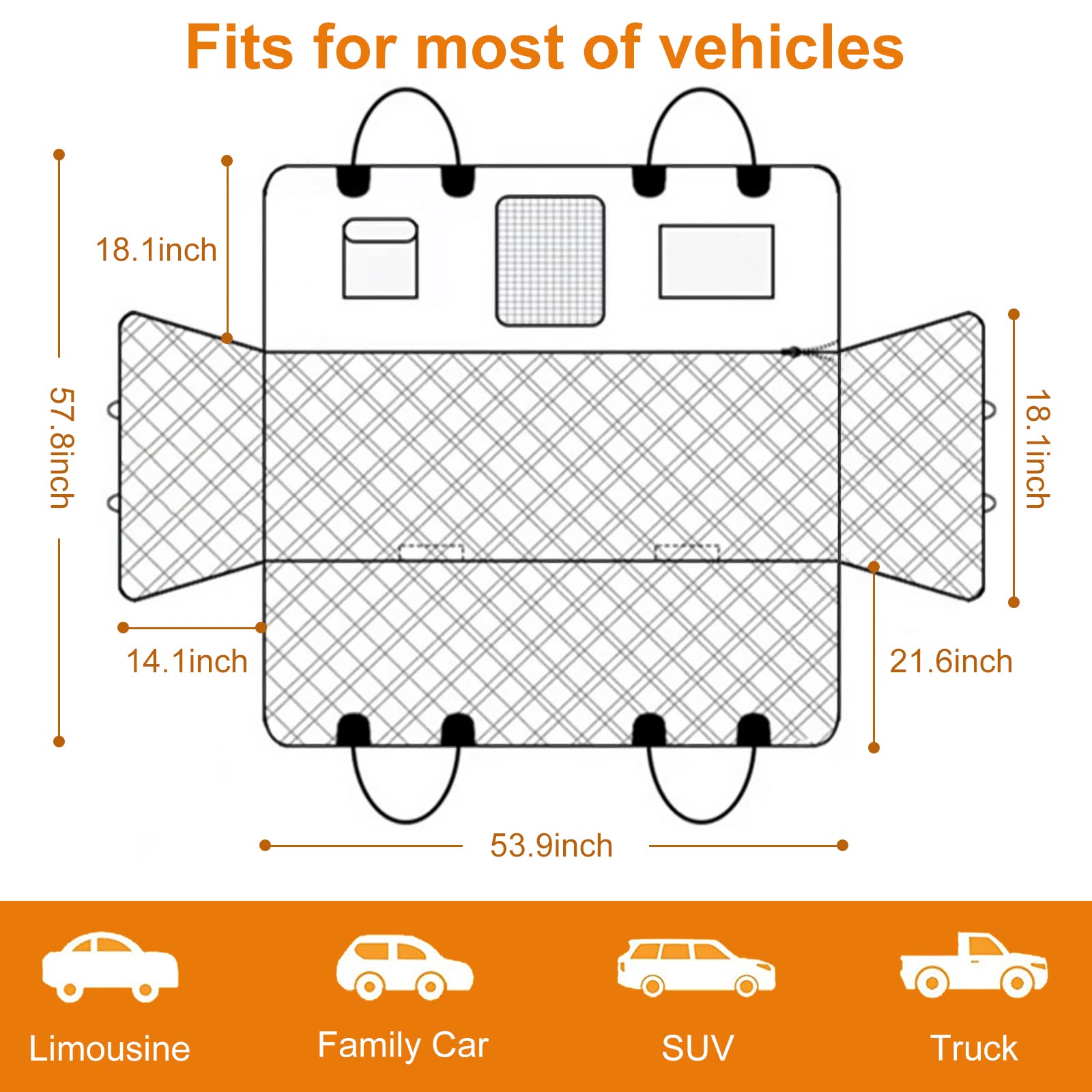 PETCUTE Cubre Asientos de Coche para Perros,Cubierta Asiento Coche Perro con Ventana de Malla,Hebilla de Seguridad,Funda de Asiento para Perros Impermeable y Resistente,Universal para SUV, Camión