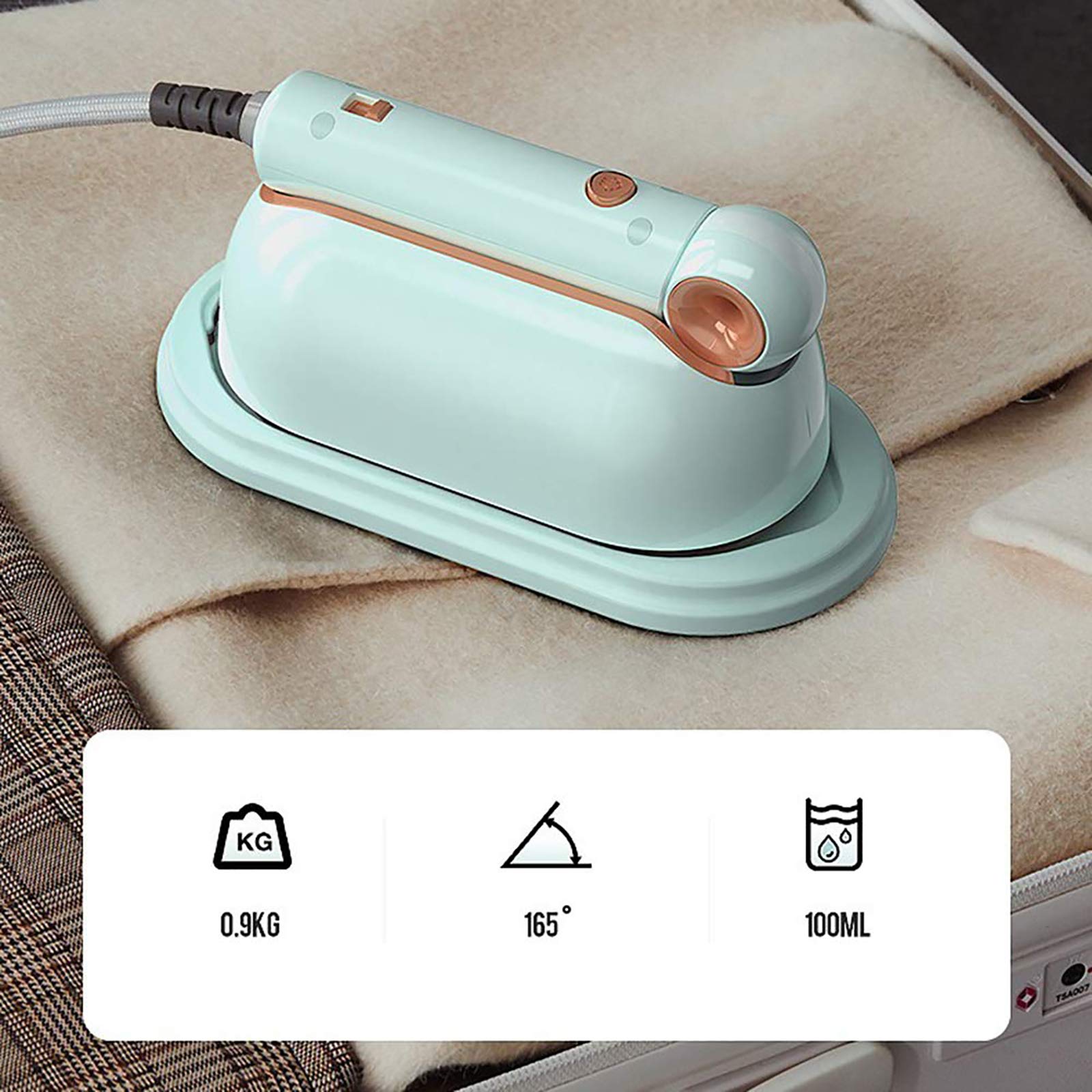 Stiratrice a vapore per indumenti, Stiratrice a vapore per indumenti, Stiratrice Mini ferro da stiro a vapore da viaggio da 1000 W, Riscaldamento rapido in 45 secondi, Grande capacità 100 ml