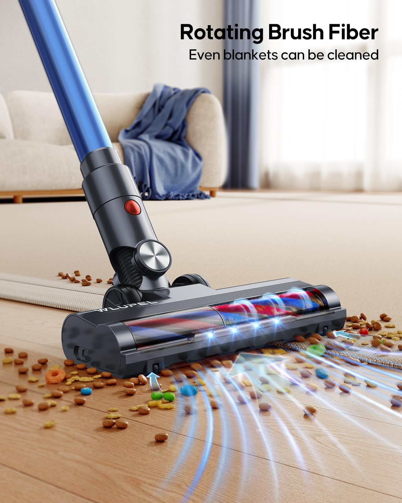 WLUPEL Cordless Vacuum Cleaner, 30KPA 400W Powerful Stick Vacuum with 45Mins Detachable Battery, 70000RMP Lightweight Handheld Vacuum with Adjustable Suction Modes for Hard Floor/Carpet/Pet Hair/Car image_3