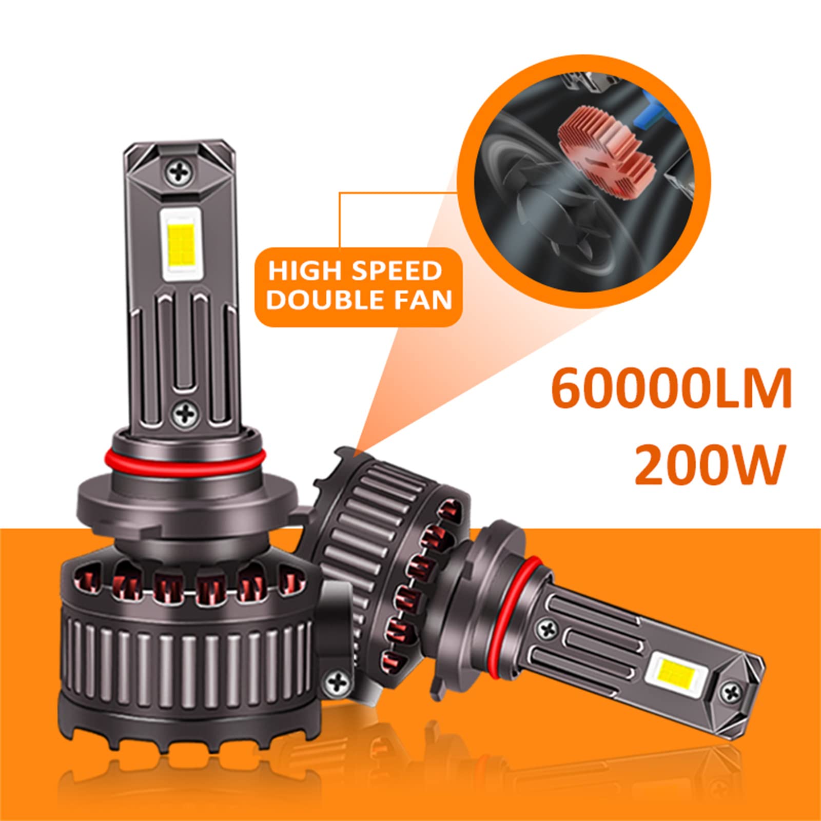 Lampadine A LED 60000LM 6000K, 300% Di Luminosità, Lampadina A LED, Kit Di Conversione Fari A LED Super Luminosi, Confezione Da 2,H7