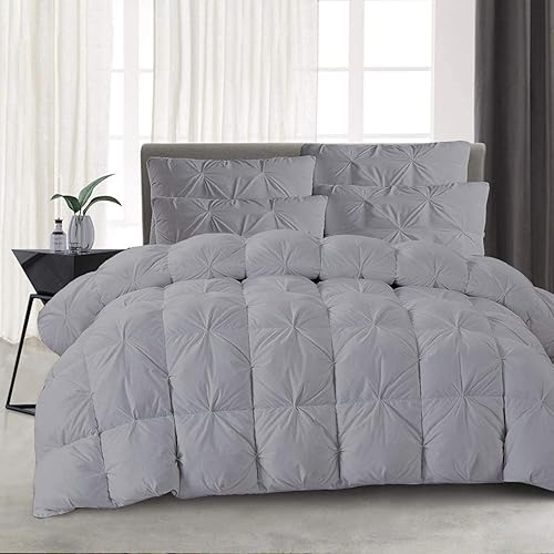 Miniatura 3 de Juego de edredón plisado de 5 piezas de 5 piezas (edredón + 4 fundas de almohada), tamaño King, color gris plateado, 1000 hilos, para todas las