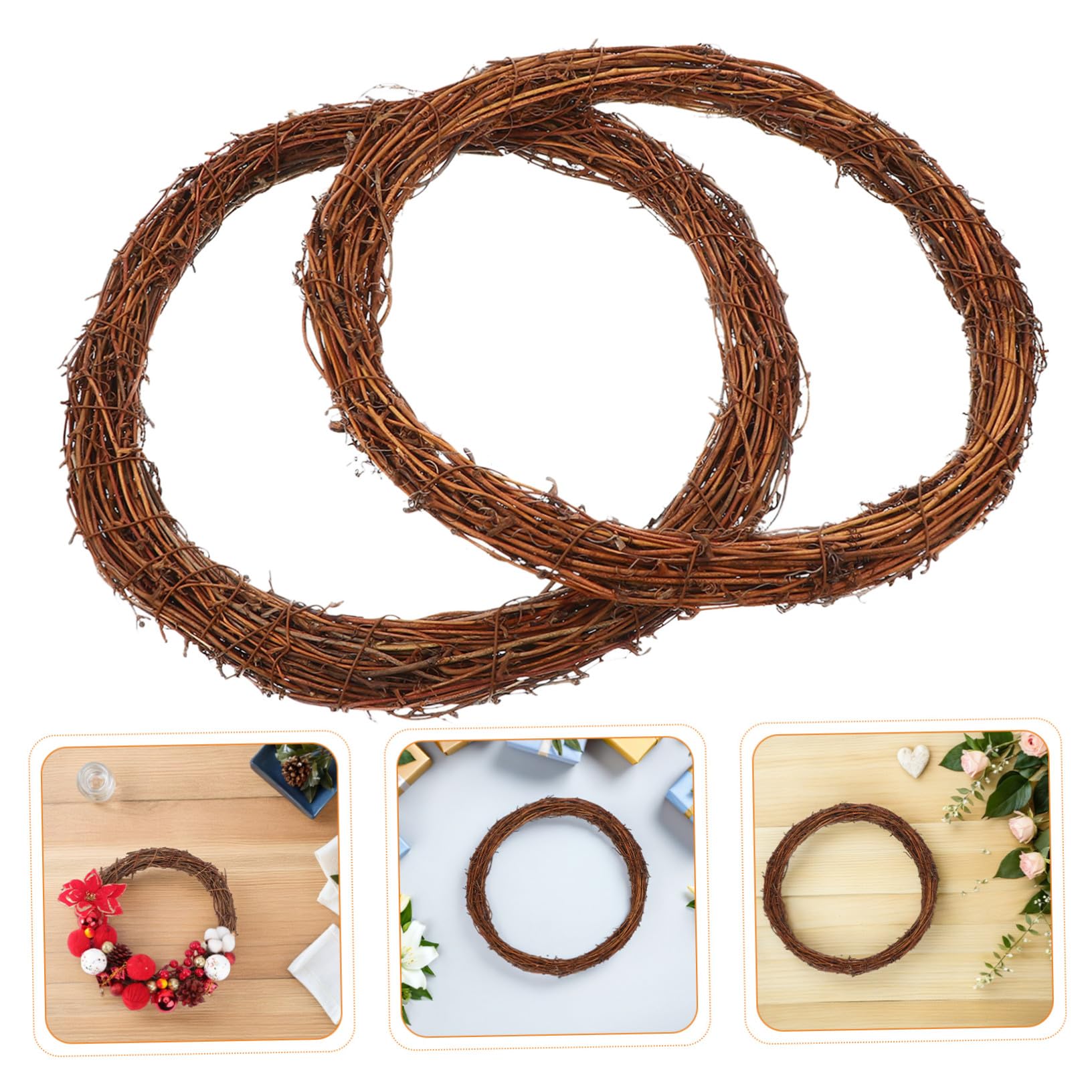 Generic 8 Sztuk Pierścień Circle Rama w wieniec kwiatowych Brown