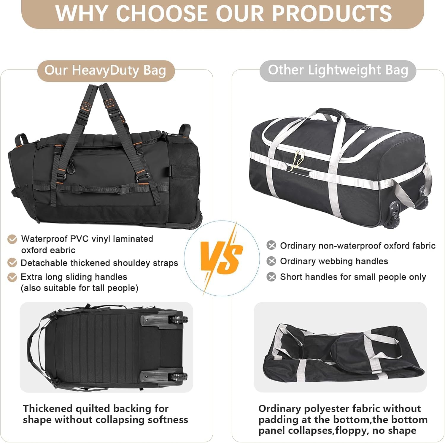 Rolling Duffle Bag with Wheels,86L 30”Carry on Luggage with Wheels,Folding Travel Bag,Duffle Backpack with Separate Shoe Compartment (black)
