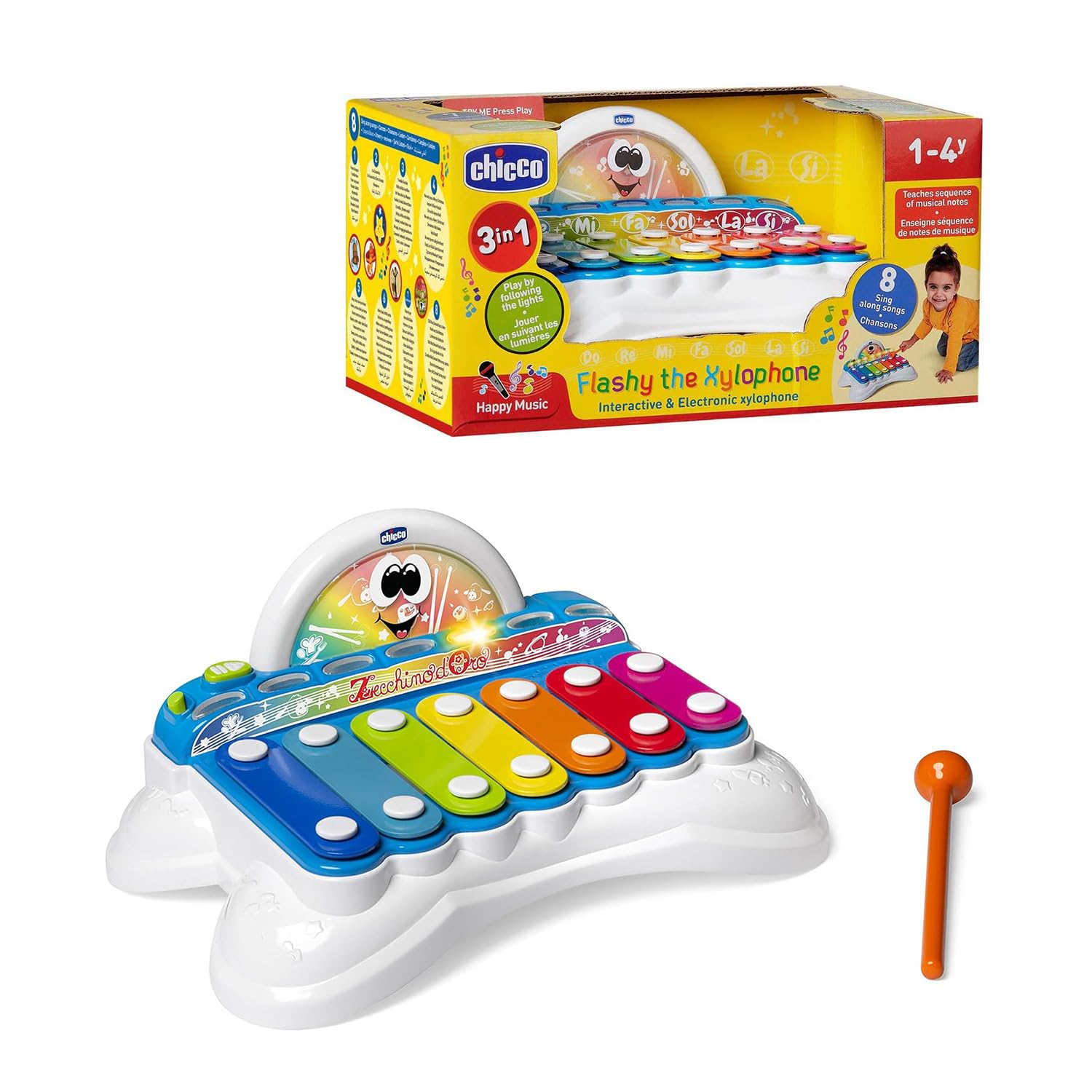 Chicco Rainbow Xylophone for Babies and Children with Golden