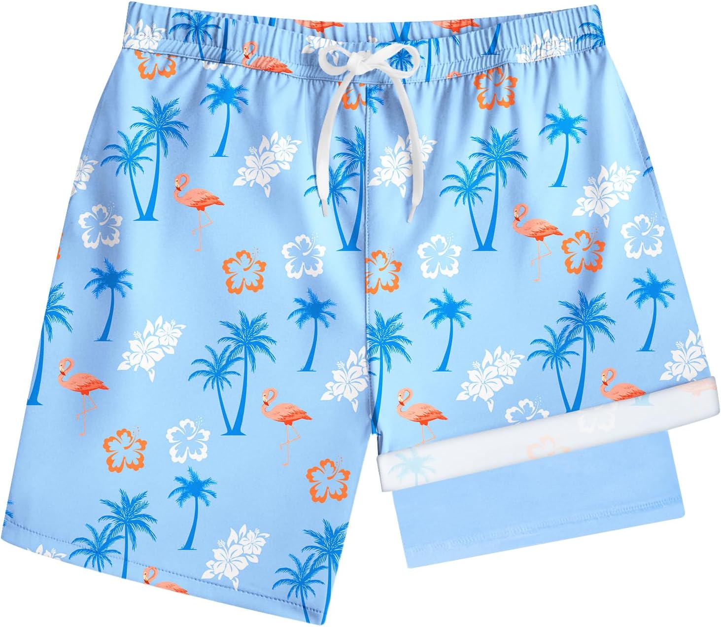 Boys Quick Dry Swim Trunks with Compression Liner 2 in 1 Beach Stretch Swim Shorts