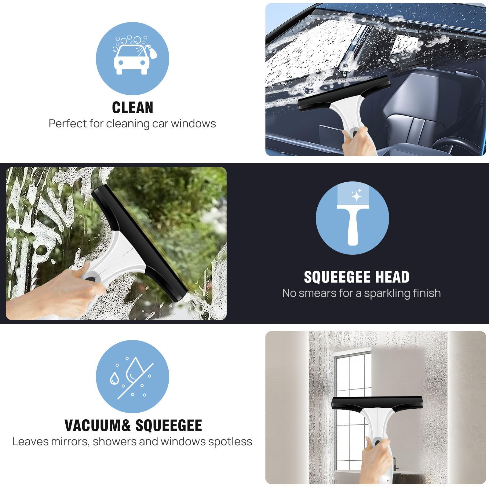 Limpiador Ventanas Al Vacío, Pequeño Limpiador Ventanas Eléctrico Mano para Mesas, Azulejos Mármol, Ducha, Espejos Vidrio, Coche, Herramienta Limpieza Inalámbrica