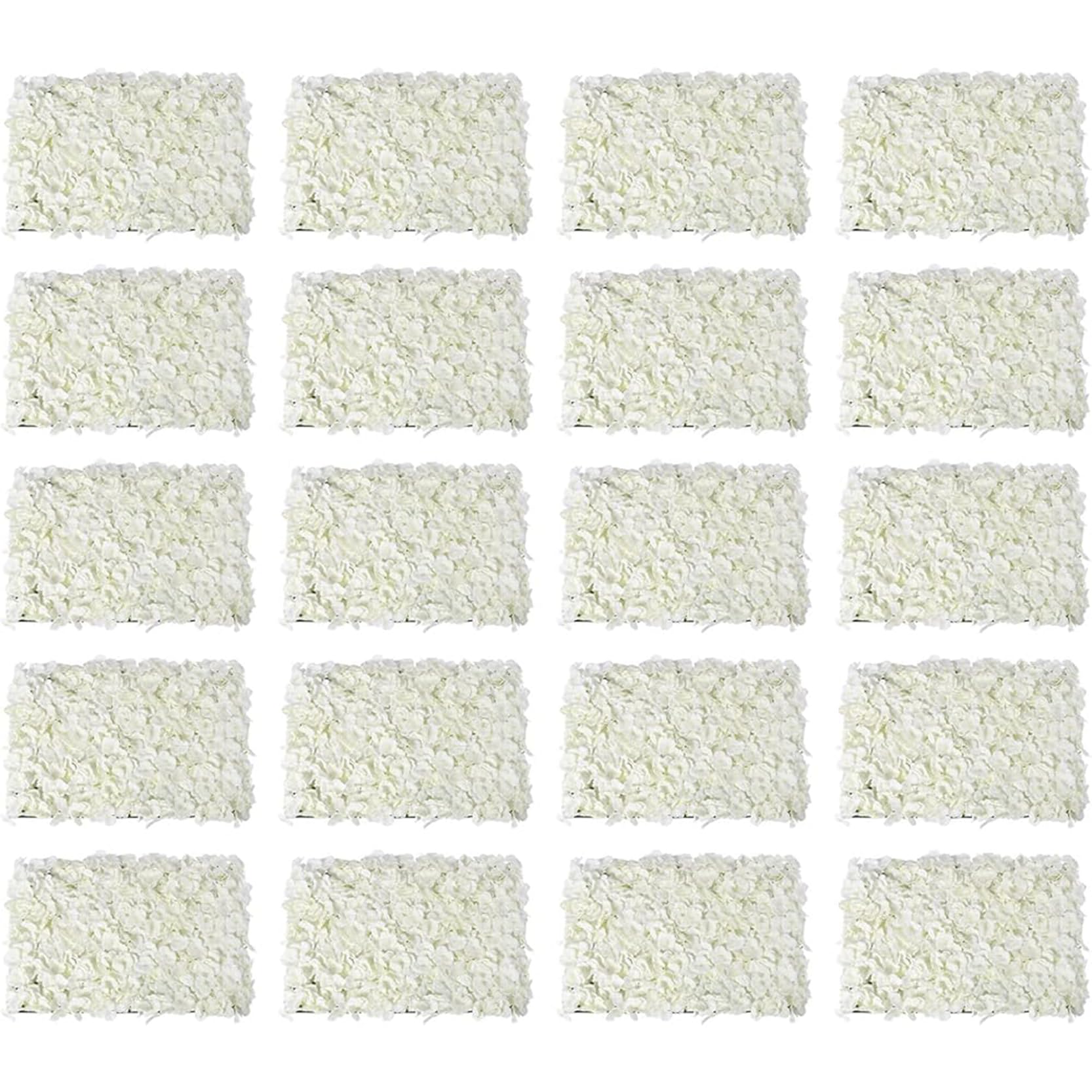 GOUZIBHD 15.7 x 23.6 Inch Fake Silk Flower Backdrop Artificial Flower Wall Panel,Artificial Hydrangea Floral Panels Wall for Home Party Wedding Festival Photo Backdrop,20PCS