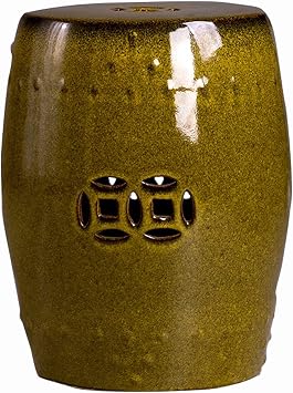 Garden Stool,Ceramic Garden Stool, Chinese Ceramic Drum Garden Stool, Shoe Changing Stool, Dressing Stool, Garden Decorative Stool, Suitable for Garden, Patio, Lawn Color AB