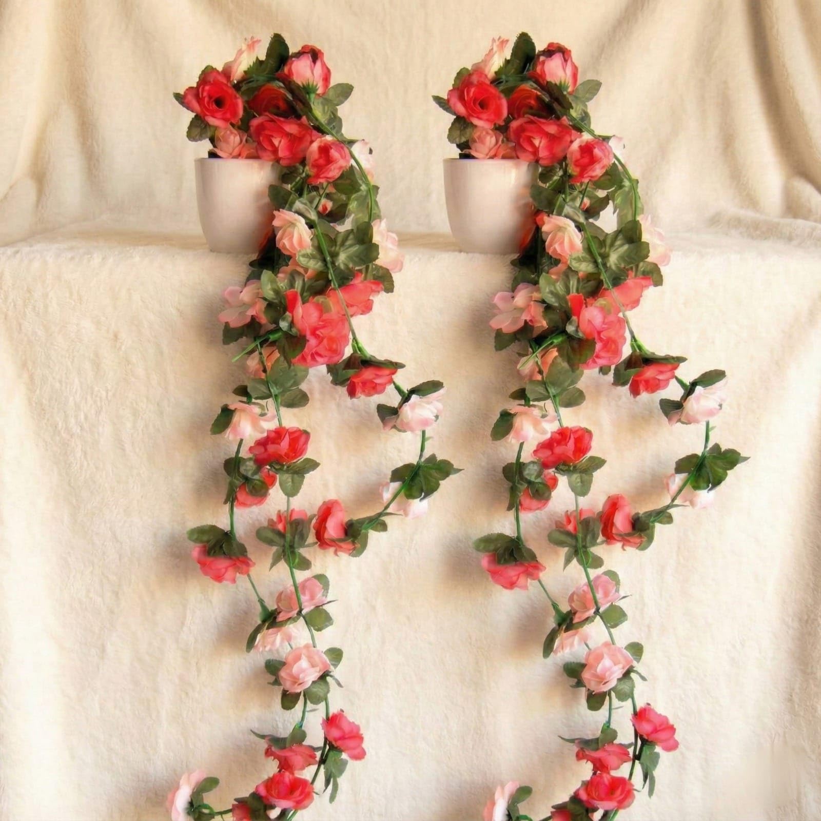 Dekorly Artificial Hanging Garland with Pot – 100cm Rose Vine, 10cm Decorative Pot for Table, Shelf & Wall Decor (2)-image-24