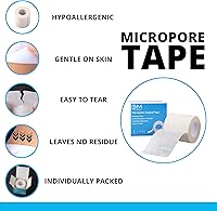 Vista 3 de Paquete a granel de cinta médica microporosa, rollos autoadhesivos hipoalergénicos de 10 yardas, vendaje elástico flexible y transpirable, 2