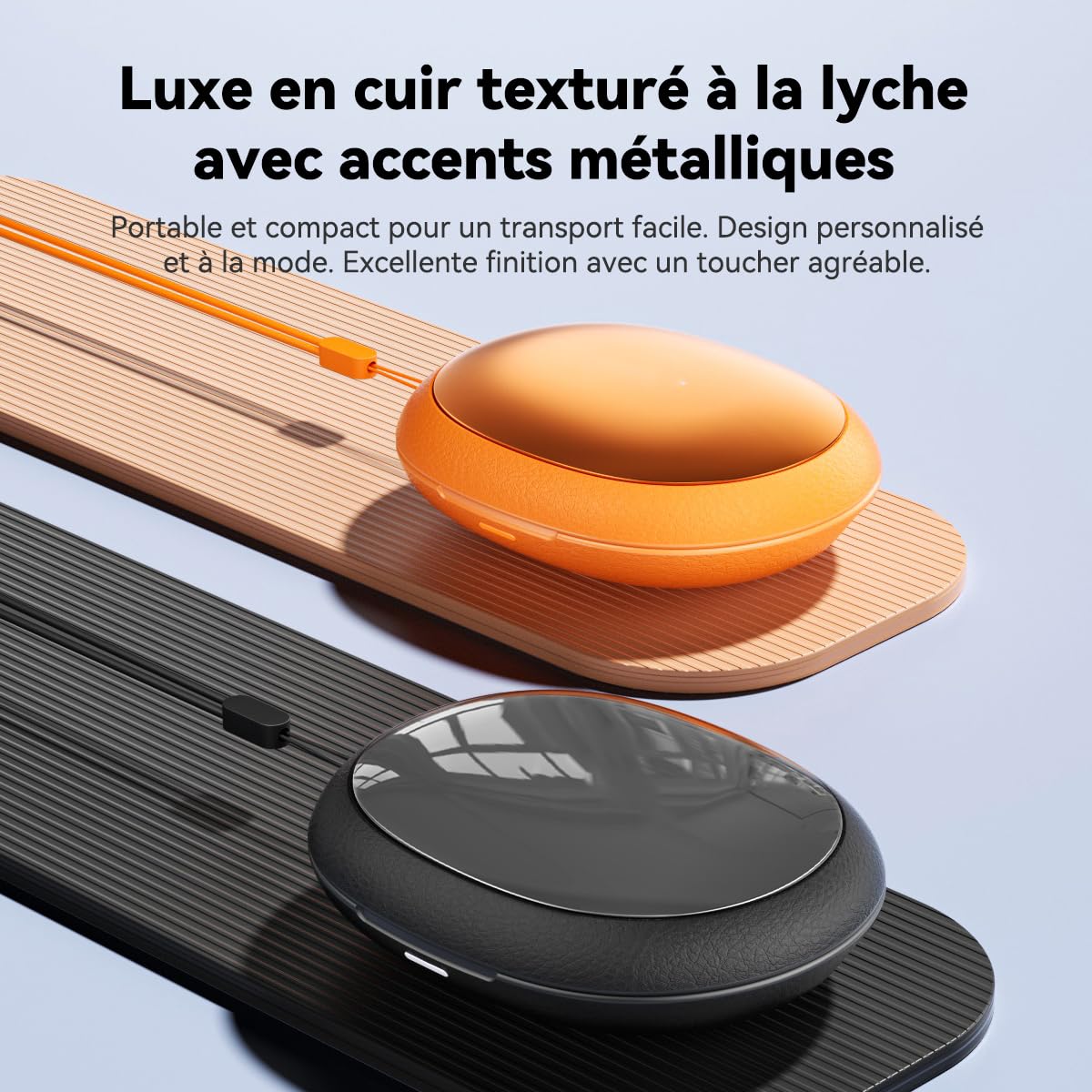 NE76 Écouteurs Sommeil pour Dormir sur Le Côté, Bluetooth Sans Fil Ecouteur Traducteur Instantané, Charge de 165 Langues, Mini écouteurs de sommeil, Adapté aux voyages, aux étude et aux réunion-Orange