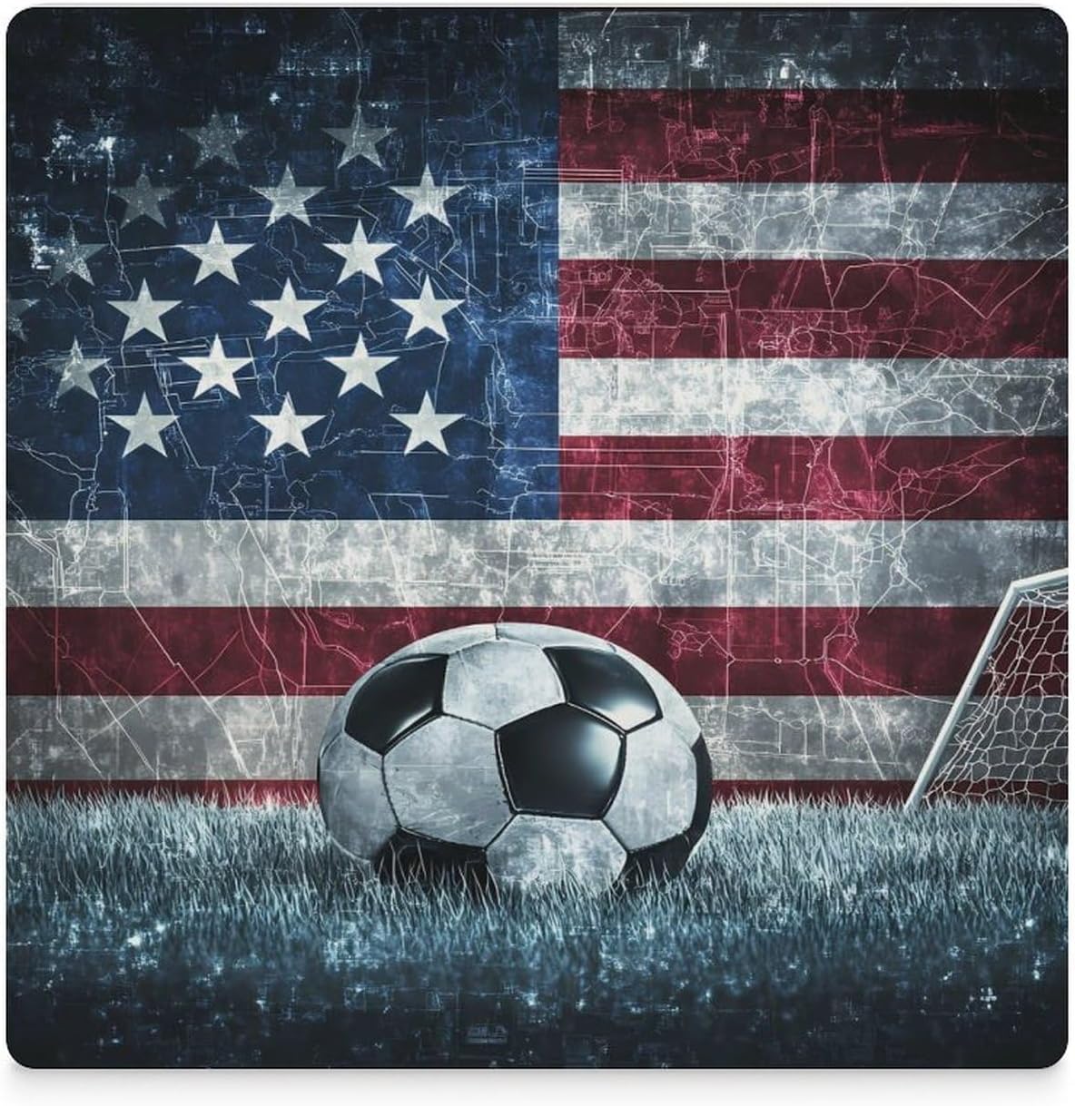 US Flag Soccers-Football Ceramic Coasters Square Drinks Coaster Coffee Table Decor Table Coaster for Home Bar