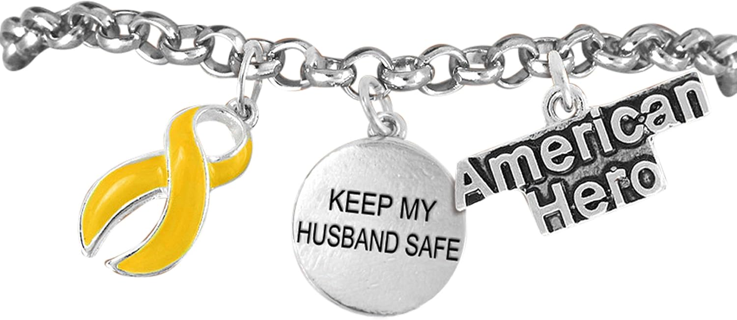 Cardinali Jewelry Navy Wife, Keep My Husband Safe Bracelet, Adjustable, Hypoallergenic, Safe-Nickel, Lead, and Cadmium Free