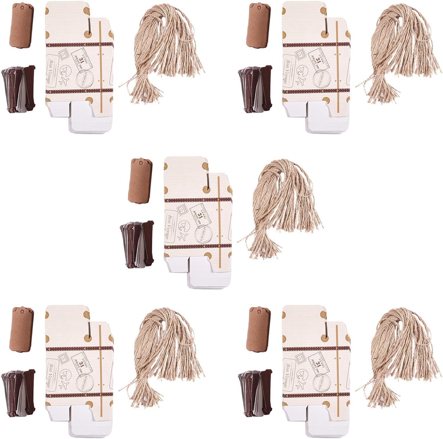 Kidondsn(キドンドスン) 400個 ミニスーツケースボックス パーティーのキャンディーボックス 結婚式のためのタグ、ロープと