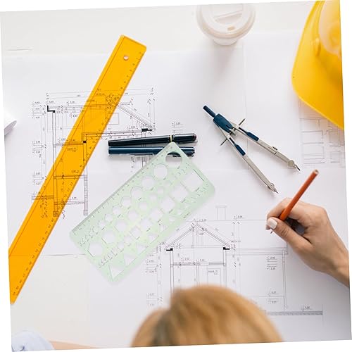 Miniatura 6 de Traje verde 6pcs Regla de dibujo matemático Traje verde Construcción Plantilla de medición Arquitectura Herramienta de medición Plantillas Dibujos