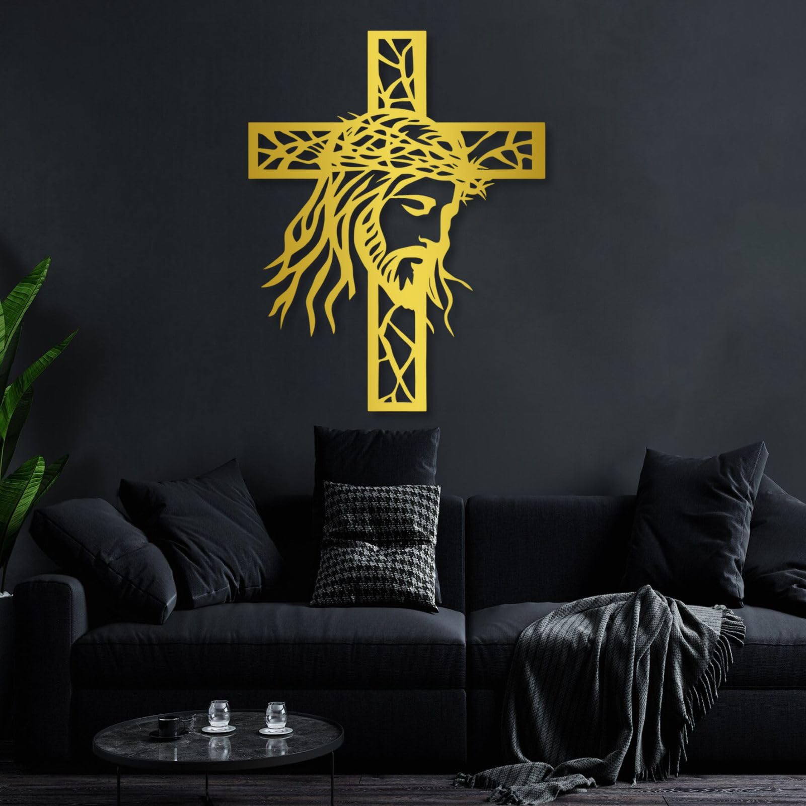 Croix Jésus en métal, une sculpture d'art moderne inspirante pour votre foyer