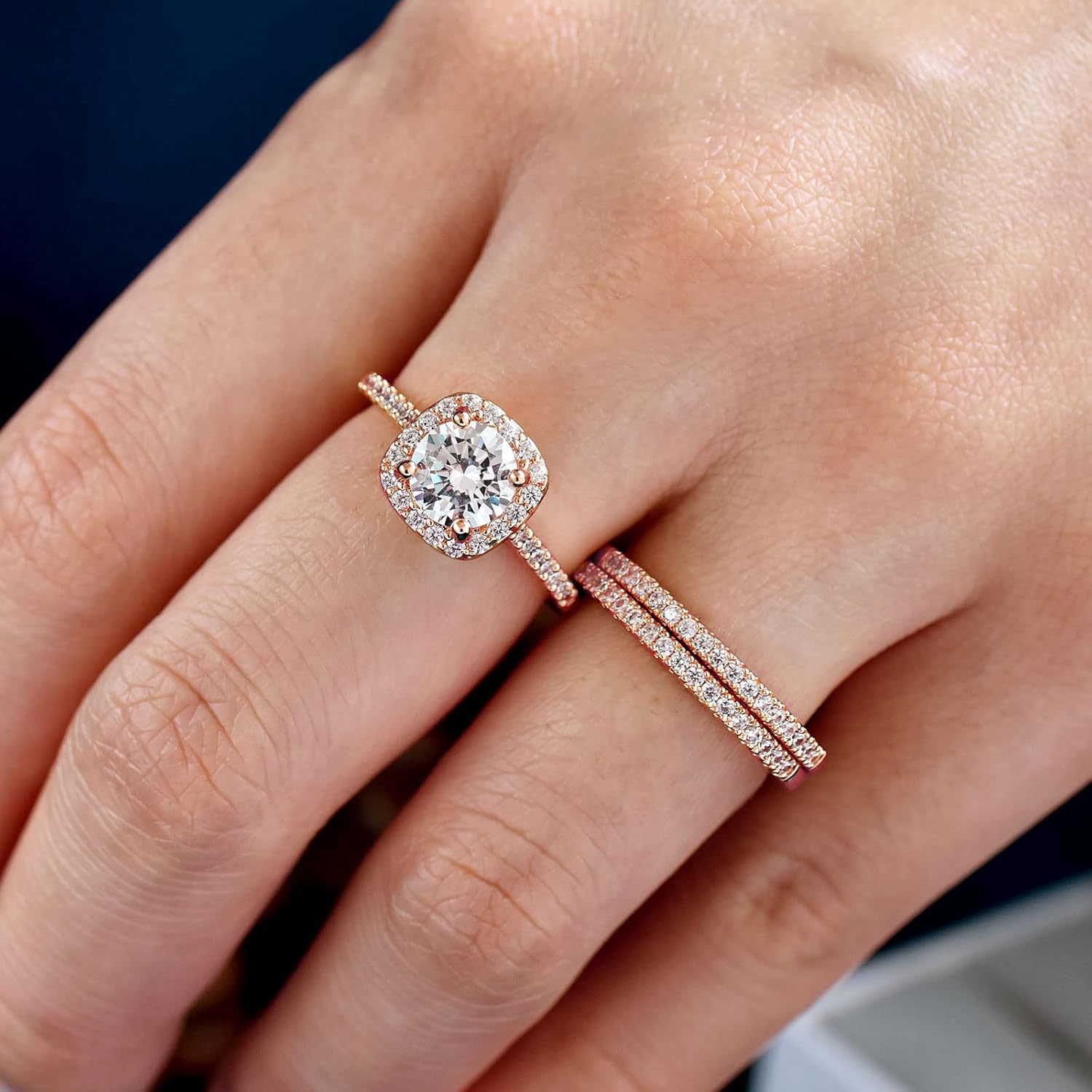 18K Gold Plated Cubic Zirconia Engagement Rings For Women 2 Carat AAAAA CZ Halo Size 4-12 - Image 9