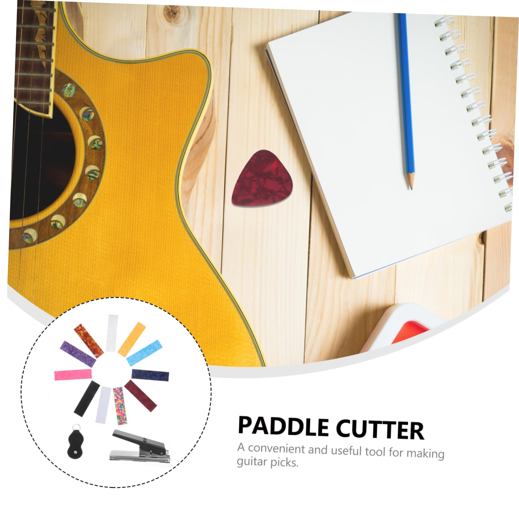 Gitarrenplektrum B 29 Stück aus Eisen und Celluloid | Plektrum Stanze für Gitarrenbauer, 1, Schlichtes Kreatives Bastelwerkzeug, Fein Verarbeitet Zufällige Farbe