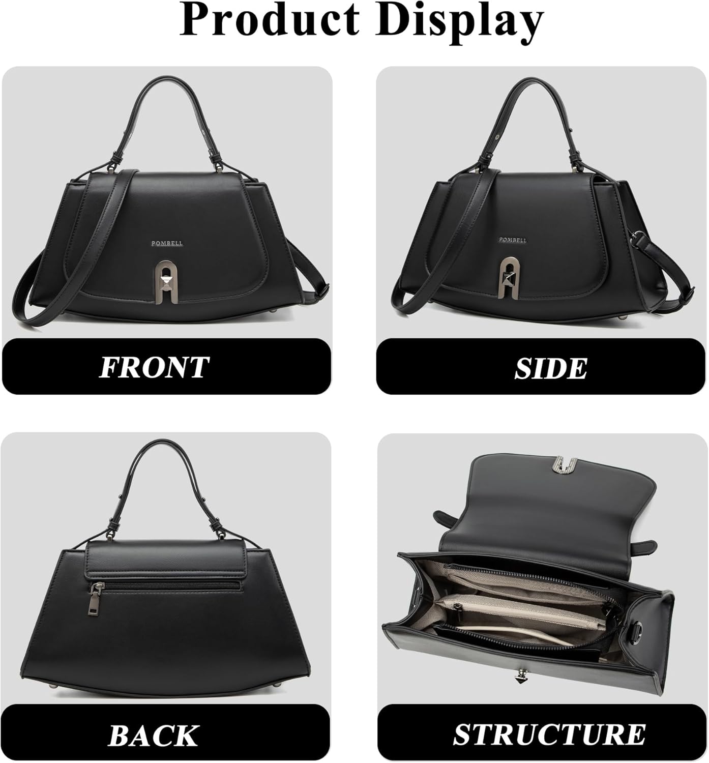 myfriday Women's Crossbody Bag Vegan Leather Trapezoid Handbag Purse, Fashion Shoulder Bag for Daily Use