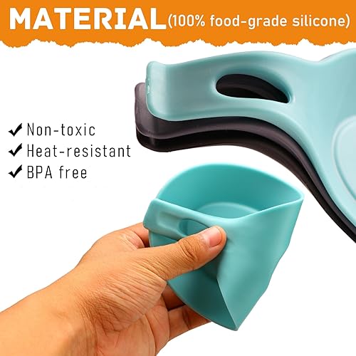 Miniatura 3 de Soporte para cuchara para estufa, paquete de 3 soportes grandes de silicona para encimera de cocina, soporte para cuchara de cocina resistente al