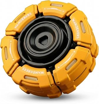 Fidget Slider EDC Metal Fidget Toy for Adults, Openable Armor Design Hand Spinner with Smooth Rotation, Cool ADHD Anxiety Stress Relief Decompression Toys for Teens and Adults Yellow Black