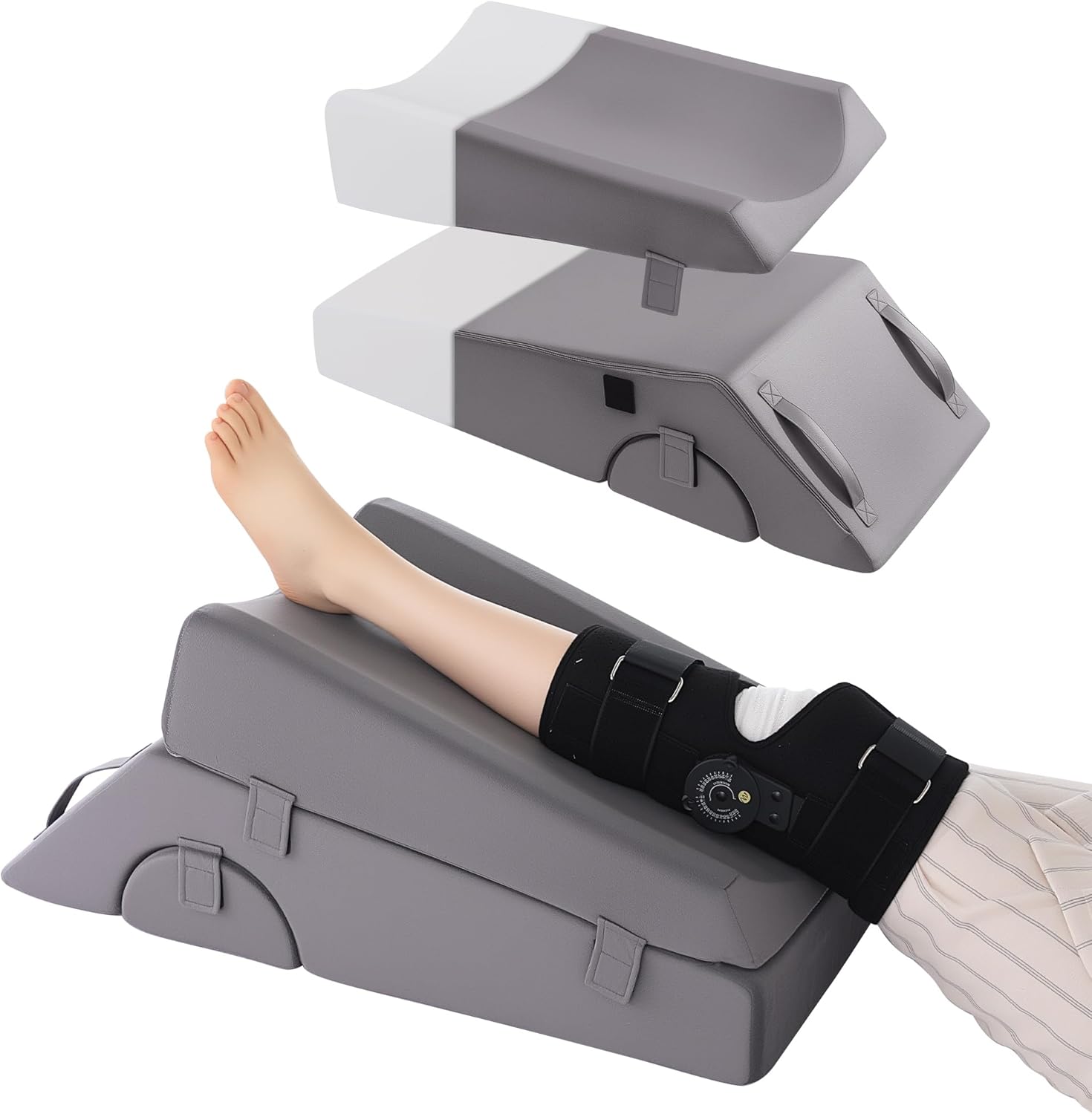 MABOZOO Multi-Functional Leg Elevation Pillow, Knee Replacement Recovery Pillow with Removable Pad for Knee Post-Surgery Recovery, Leg Surgery Equipment for Hip Ankle Pain Relief