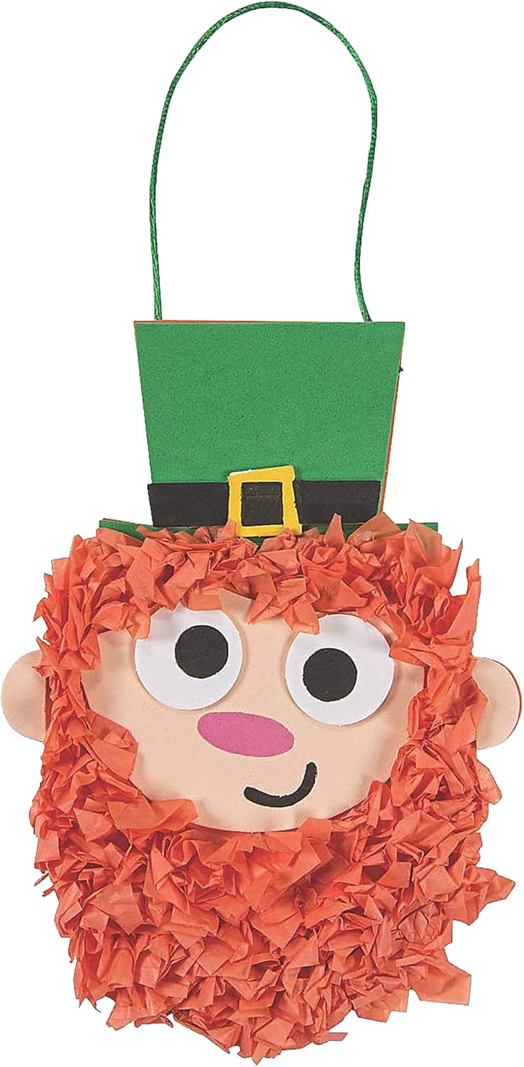 Leprechaun Crinkle Tissue Sign Craft Kit - Makes 12 - St. Patrick's Day Crafts for Kids and Fun Home Activities