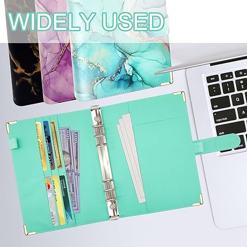 Miniatura 59 de Carpeta A5 recargable de piel sintética con 6 anillas, cubierta para cuaderno pequeño para papel de relleno A5, cubierta de planificador personal