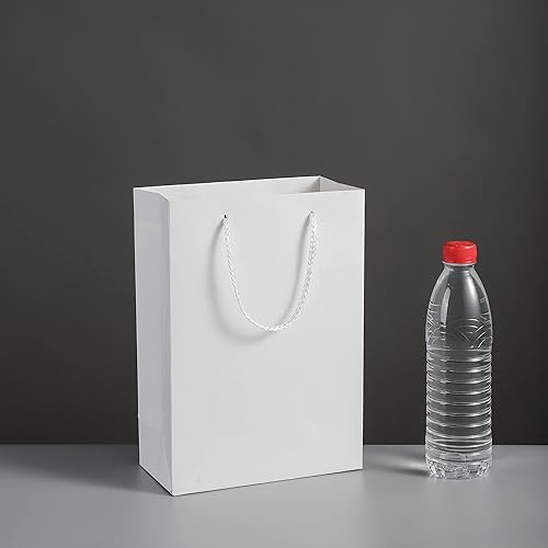 Miniatura 3 de SHIPKEY 12 bolsas de papel blanco extra grandes de 16 pulgadas, 12 x 4 x 16 pulgadas, bolsas de regalo blancas grandes con asas, bolsa de regalo de