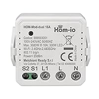 Hom-Io | Modulo Switch da Incasso 16A 1 Canale WiFi, Switch per il Controllo di Illuminazione e Dispositivi